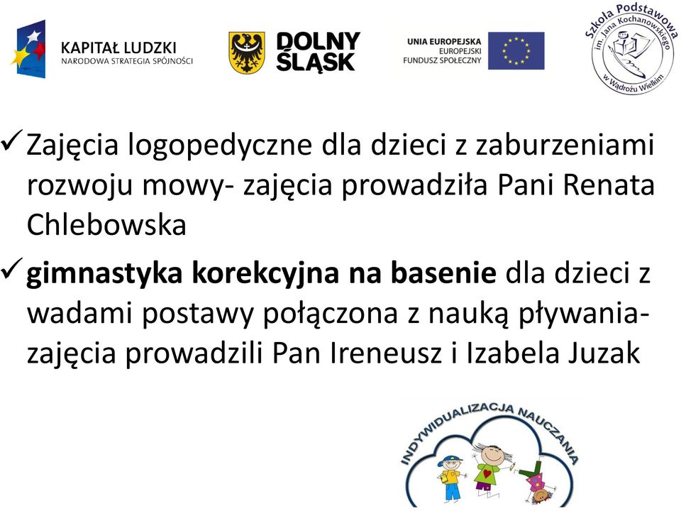 korekcyjna na basenie dla dzieci z wadami postawy połączona