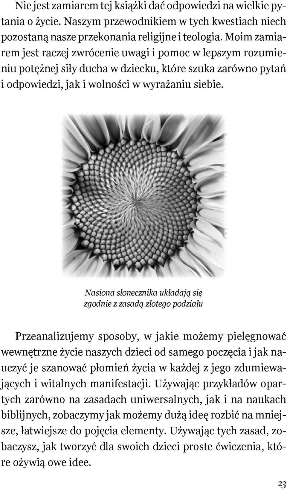 Nasiona słonecznika układają się zgodnie z zasadą złotego podziału Przeanalizujemy sposoby, w jakie możemy pielęgnować wewnętrzne życie naszych dzieci od samego poczęcia i jak nauczyć je szanować