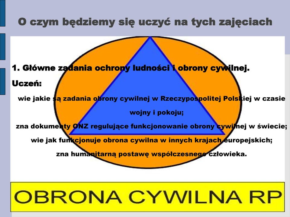 wie jakie są zadania obrony cywilnej w Rzeczypospolitej Polskiej w czasie wojny i pokoju; zna