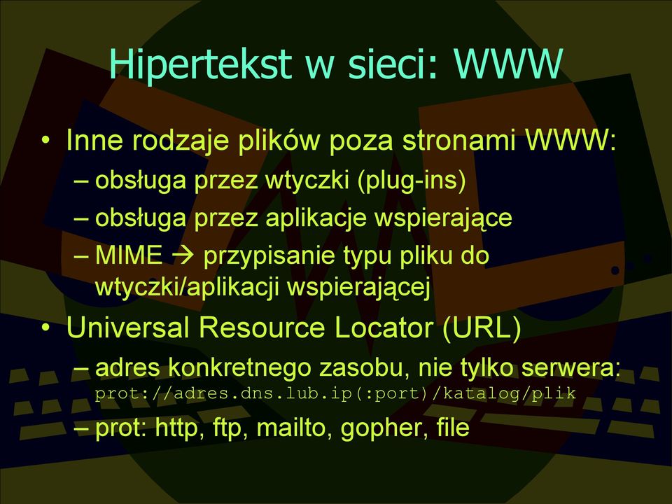 wtyczki/aplikacji wspierającej Universal Resource Locator (URL) adres konkretnego