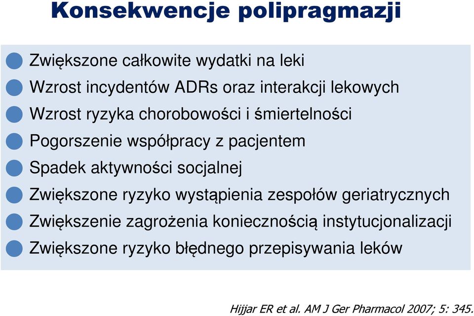 socjalnej Zwiększone ryzyko wystąpienia zespołów geriatrycznych Zwiększenie zagrożenia koniecznością