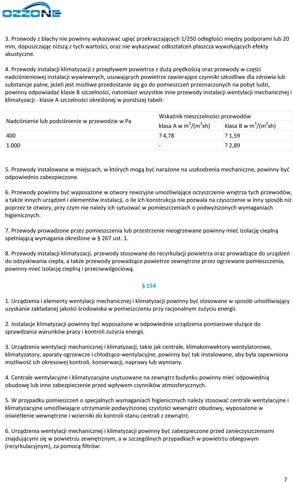 Przewody instalacji klimatyzacji z przepływem powietrza z dużą prędkością oraz przewody w części nadciśnieniowej instalacji wywiewnych, usuwających powietrze zawierające czynniki szkodliwe dla