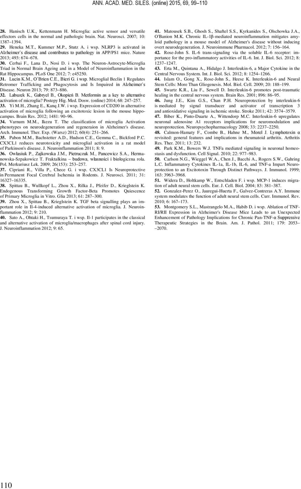 , Lana D., Nosi D. i wsp. The Neuron-Astrocyte-Microglia Triad in Normal Brain Ageing and in a Model of Neuroinflammation in the Rat Hippocampus. PLoS One 2012; 7: e45250. 31. Lucin K.M., O Brien C.E.