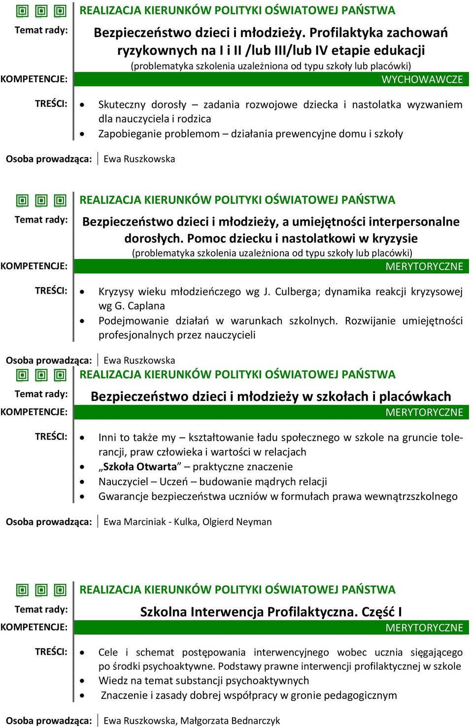 dziecka i nastolatka wyzwaniem dla nauczyciela i rodzica Zapobieganie problemom działania prewencyjne domu i szkoły Ewa Ruszkowska REALIZACJA KIERUNKÓW POLITYKI OŚWIATOWEJ PAŃSTWA Bezpieczeństwo