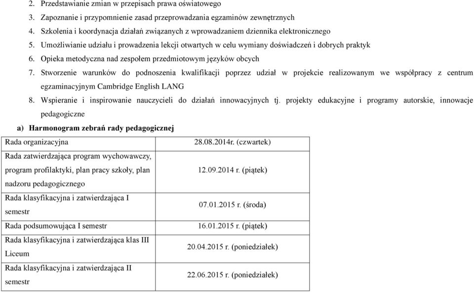 Opieka metodyczna nad zespołem przedmiotowym języków obcych 7.