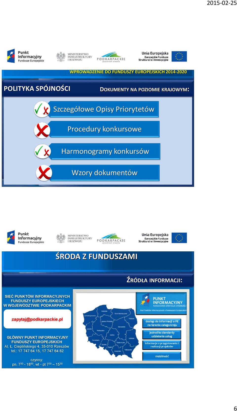 INFORMACYJNYCH FUNDUSZY EUROPEJSKIECH W WOJEWÓDZTWIE PODKARPACKIM zapytaj@podkarpackie.