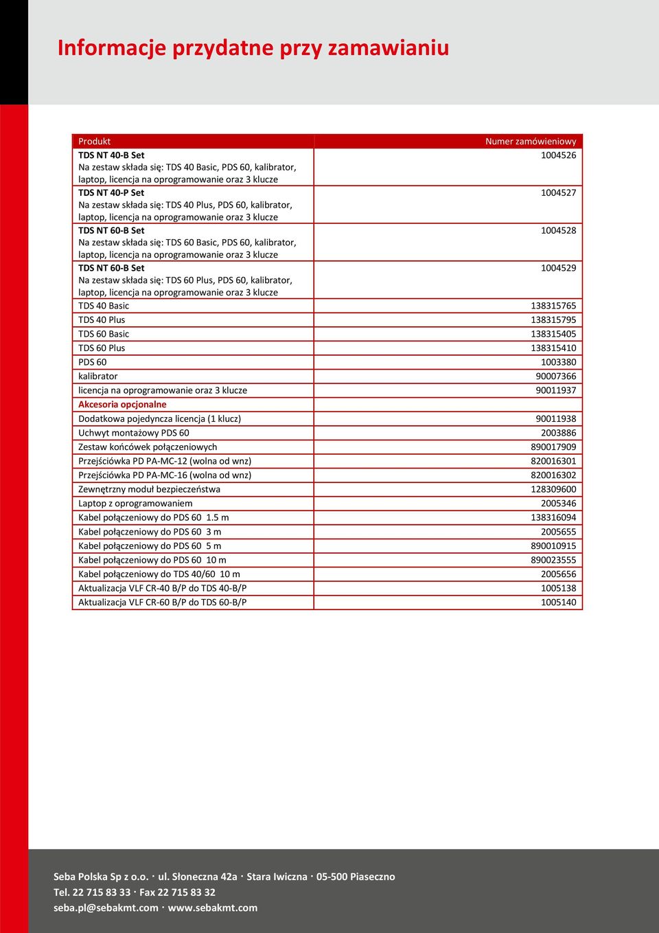 kalibrator, laptop, licencja na oprogramowanie oraz 3 klucze TDS NT 60-B Set 1004529 Na zestaw składa się: TDS 60 Plus, PDS 60, kalibrator, laptop, licencja na oprogramowanie oraz 3 klucze TDS 40