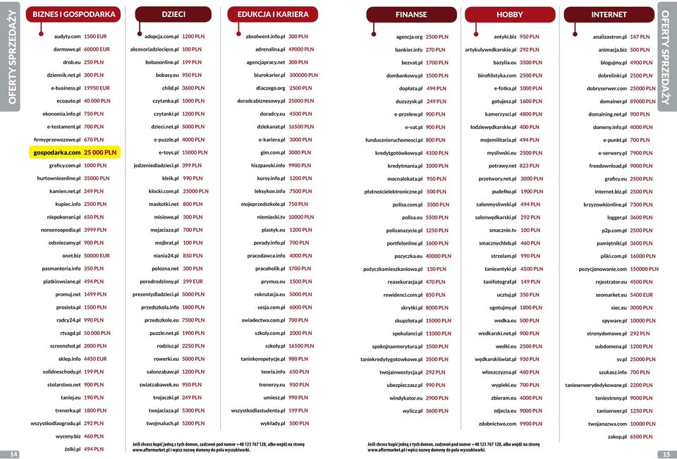 pl 40 000 PLN czytanka.pl doradcabiznesowy.pl 2 FINANSE HOBBY INTERNET agencja.org antyki.biz analizastron.pl bankier.info 270 PLN artykulywedkarskie.pl animacja.biz bezvat.pl 1 bazylia.eu 3 blogujmy.