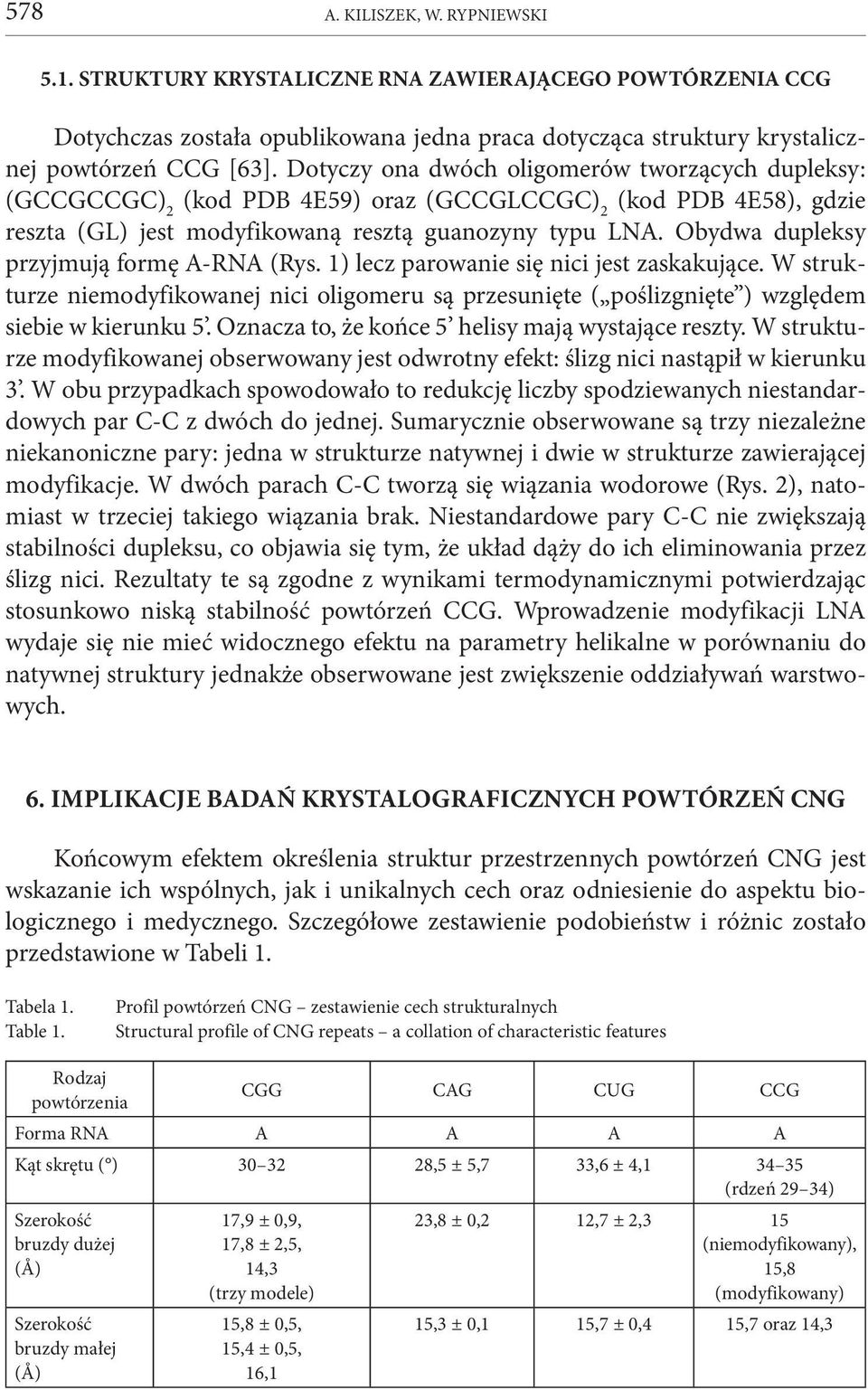 Obydwa dupleksy przyjmują formę A-RNA (Rys. 1) lecz parowanie się nici jest zaskakujące. W strukturze niemodyfikowanej nici oligomeru są przesunięte ( poślizgnięte ) względem siebie w kierunku 5.