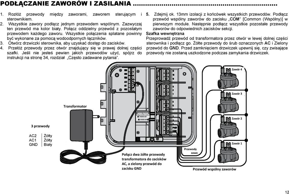 Otwórz drzwiczki sterownika, aby uzyskać dostęp do zacisków. 4. Przełóż przewody przez otwór znajdujący się w prawej dolnej części szafki.