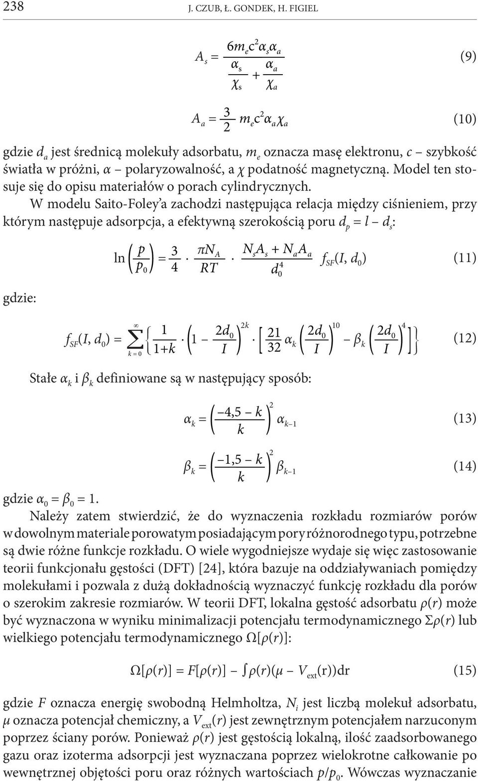 χ podatność magnetyczną. Model ten stosuje się do opisu materiałów o porach cylindrycznych.