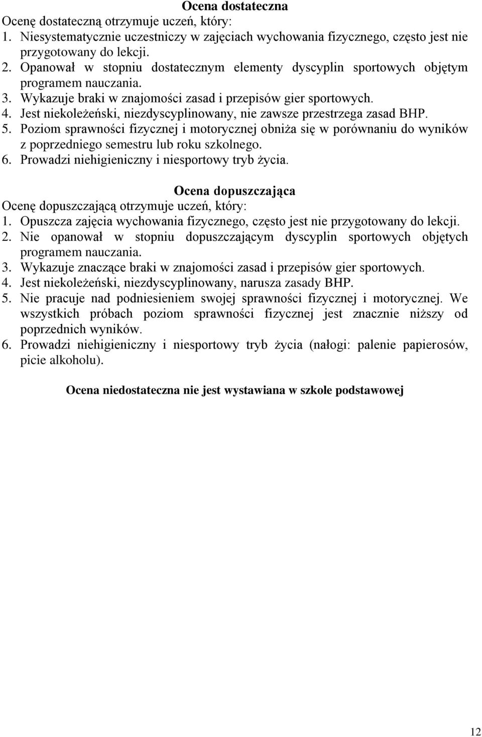 Jest niekoleżeński, niezdyscyplinowany, nie zawsze przestrzega zasad BHP. 5. Poziom sprawności fizycznej i motorycznej obniża się w porównaniu do wyników z poprzedniego semestru lub roku szkolnego. 6.