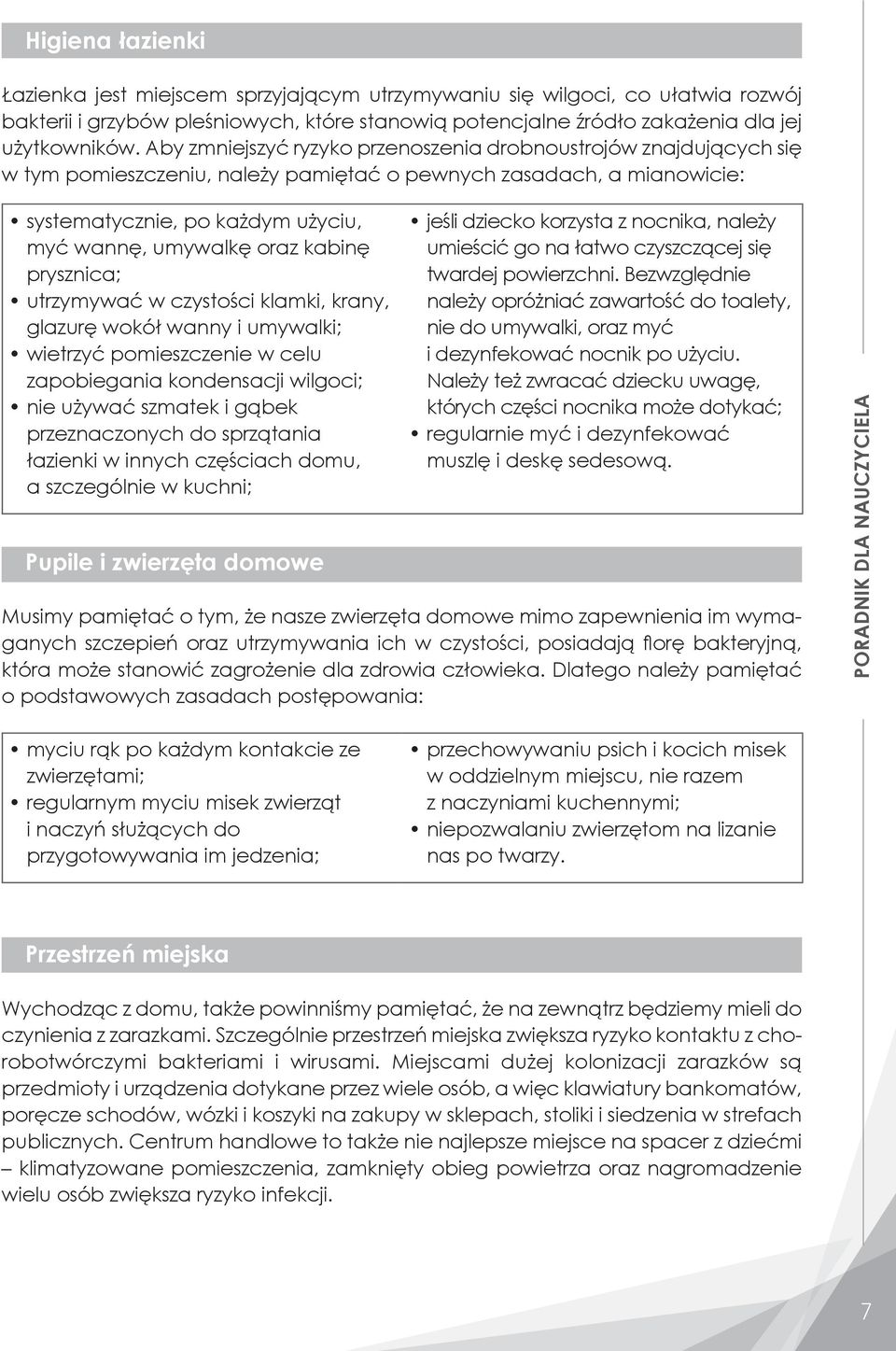 kabinę prysznica; utrzymywać w czystości klamki, krany, glazurę wokół wanny i umywalki; wietrzyć pomieszczenie w celu zapobiegania kondensacji wilgoci; nie używać szmatek i gąbek przeznaczonych do