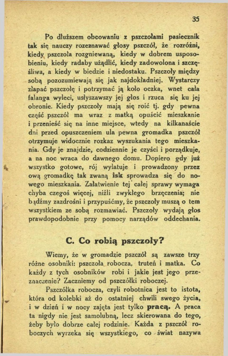 Wystarczy złapać pszczołę i potrzymać ją koło oczka, wnet cała falanga wyleci, usłyszawszy jej glos i rzuca się ku jej obronie. Kiedy pszczoły mają się roić tj.