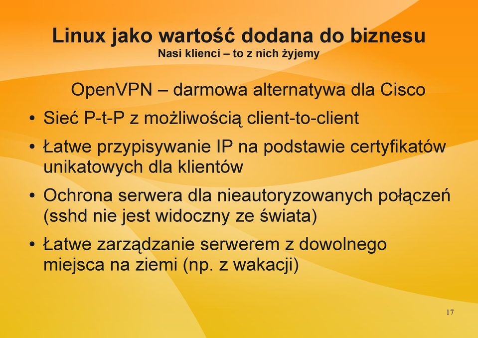 dla klientów Ochrona serwera dla nieautoryzowanych połączeń (sshd nie jest