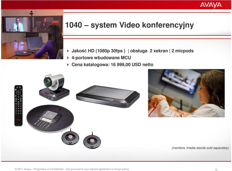 USD netto (monitors /media stands sold separately) 2011 Avaya