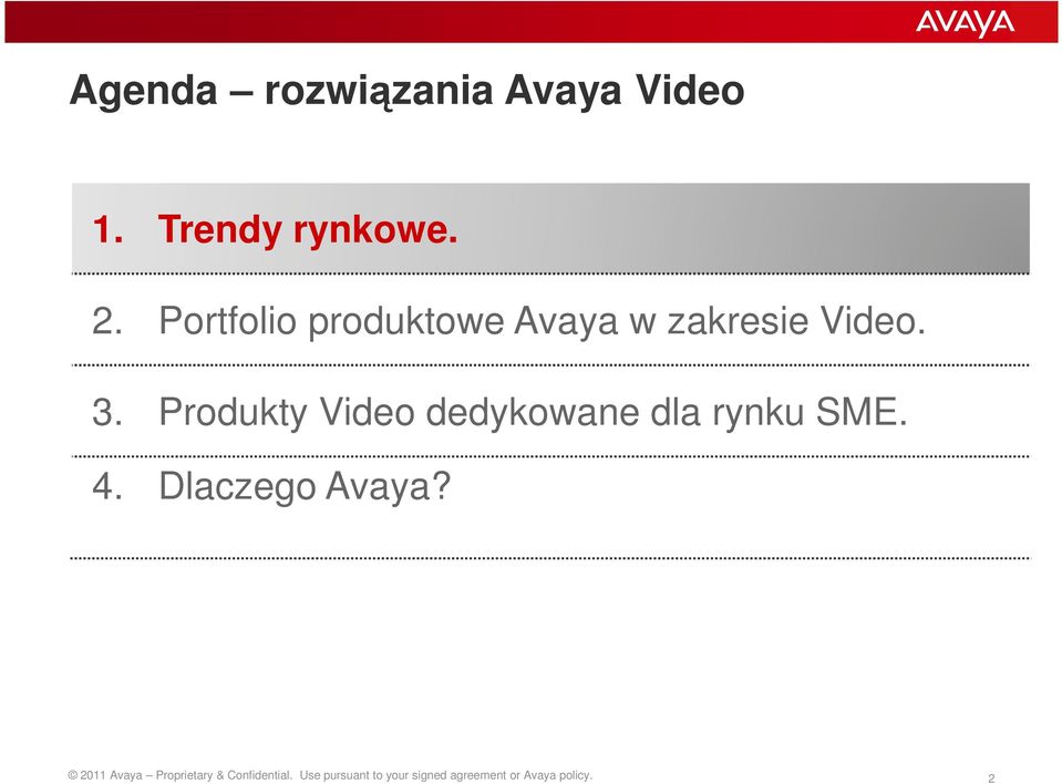 Produkty Video dedykowane dla rynku SME. 4. Dlaczego Avaya?