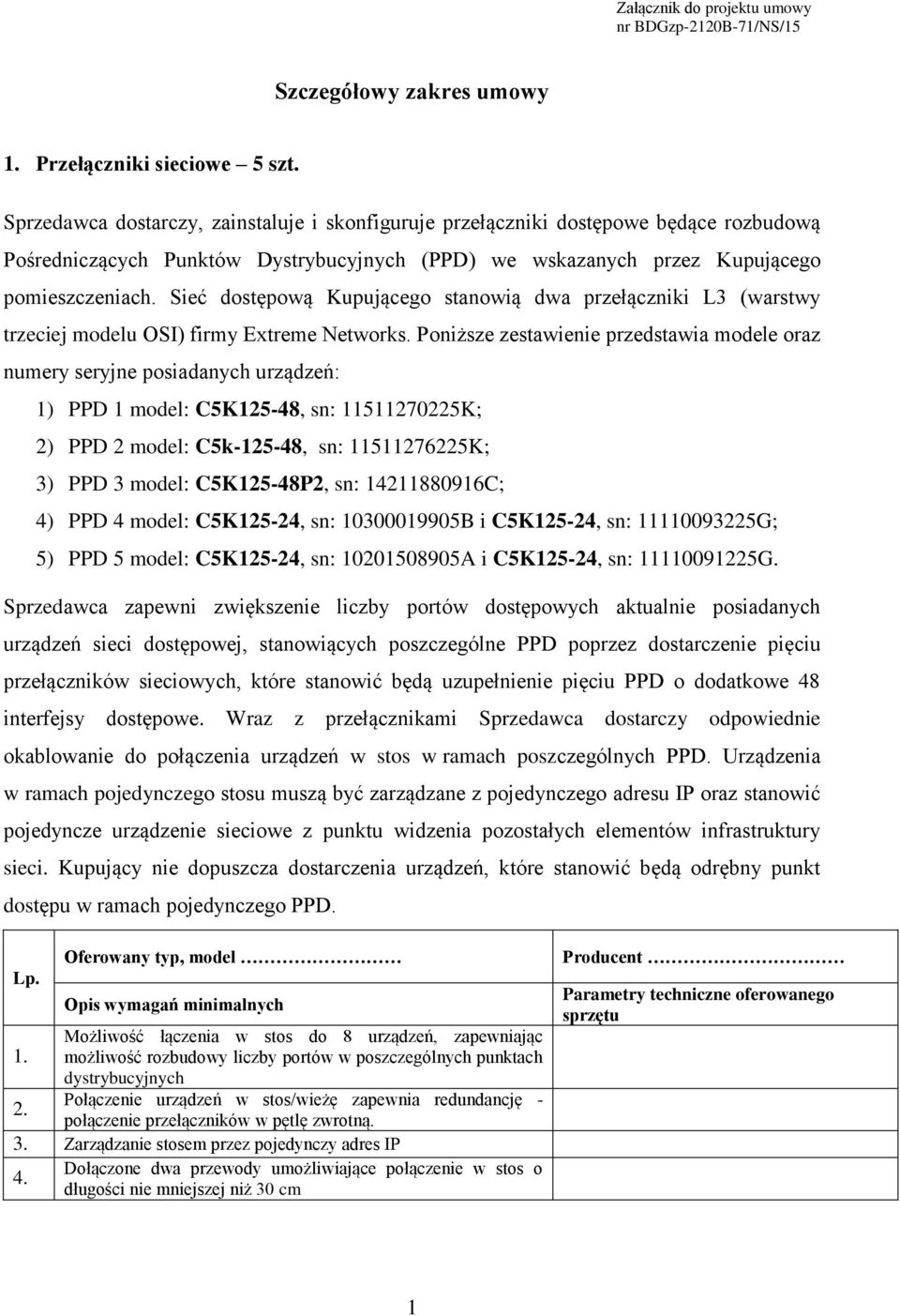 Sieć dostępową Kupującego stanowią dwa przełączniki L3 (warstwy trzeciej modelu OSI) firmy Extreme Networks.