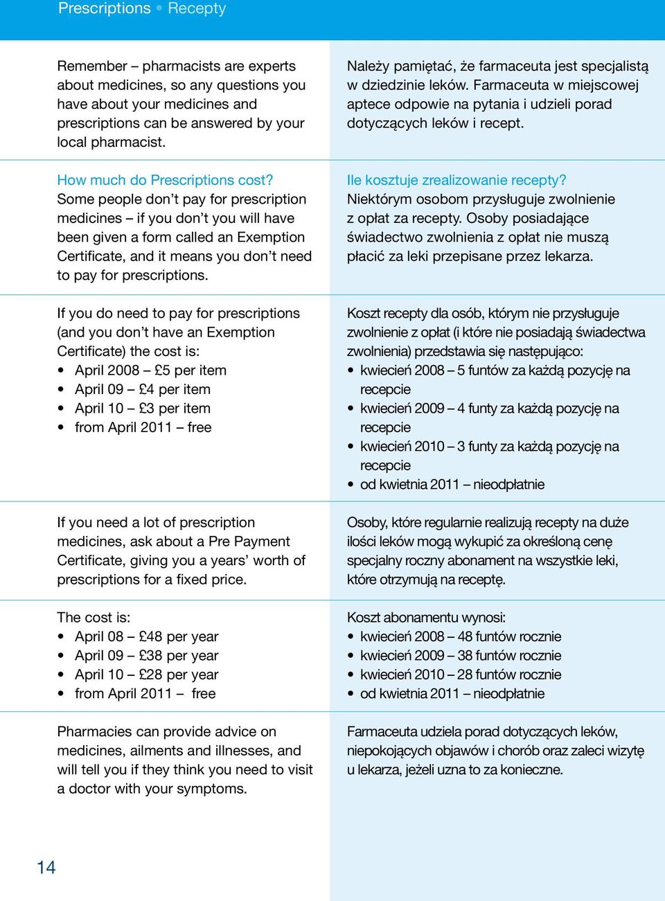 Some people don t pay for prescription medicines if you don t you will have been given a form called an Exemption Certificate, and it means you don t need to pay for prescriptions.