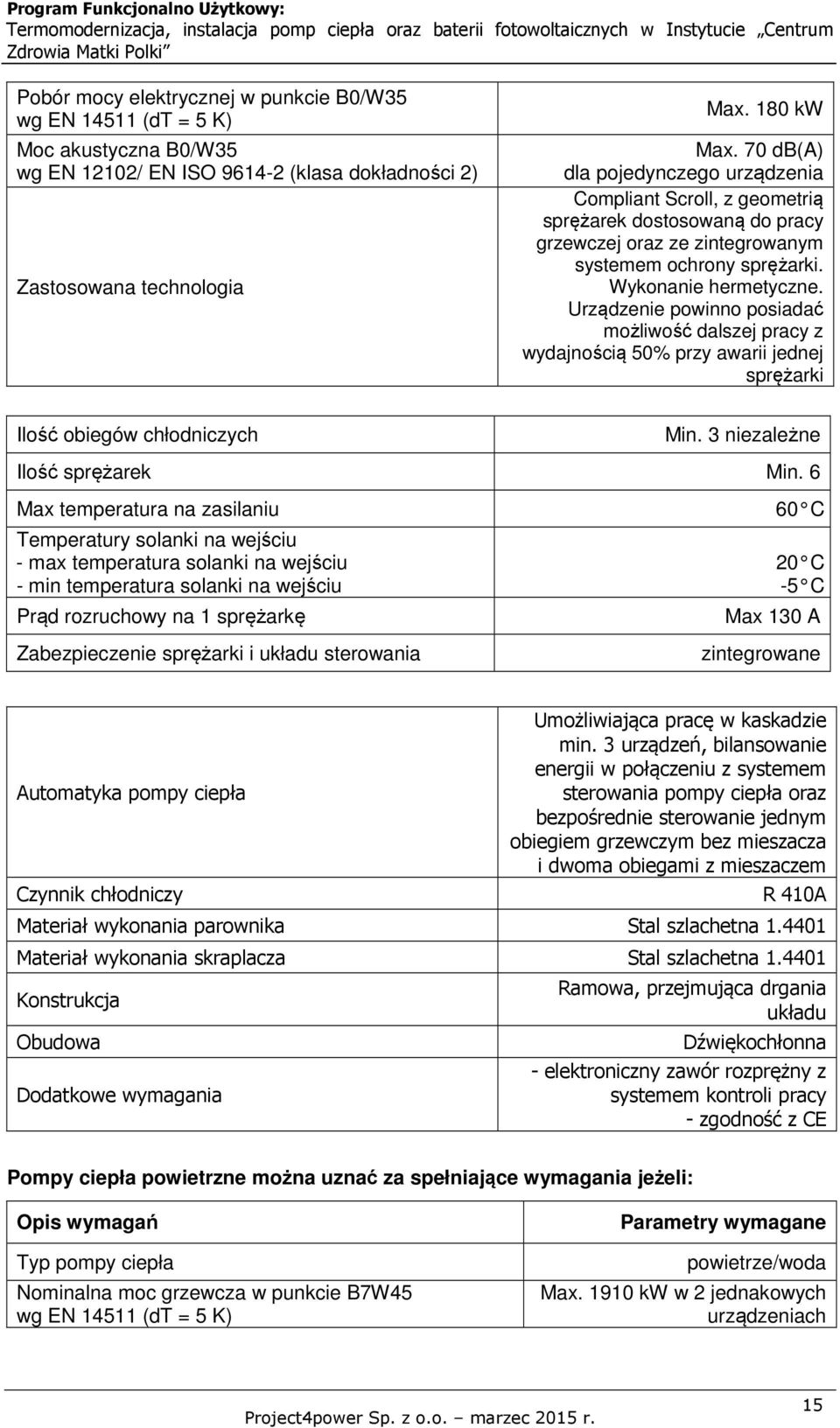 Urządzenie powinno posiadać możliwość dalszej pracy z wydajnością 50% przy awarii jednej sprężarki Ilość obiegów chłodniczych Min. 3 niezależne Ilość sprężarek Min.