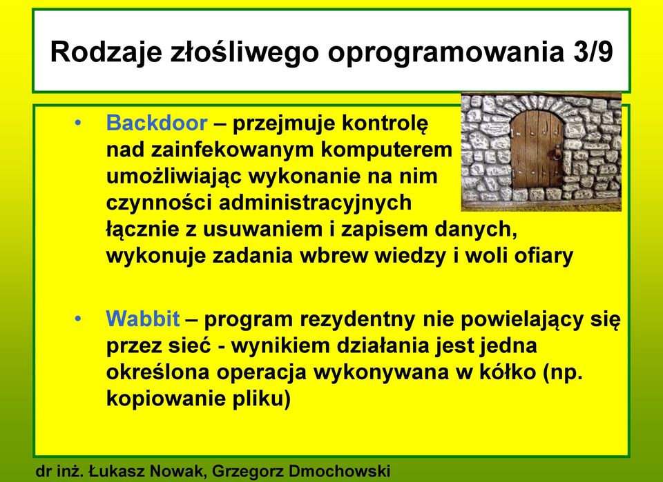 wykonuje zadania wbrew wiedzy i woli ofiary Wabbit program rezydentny nie powielający się przez