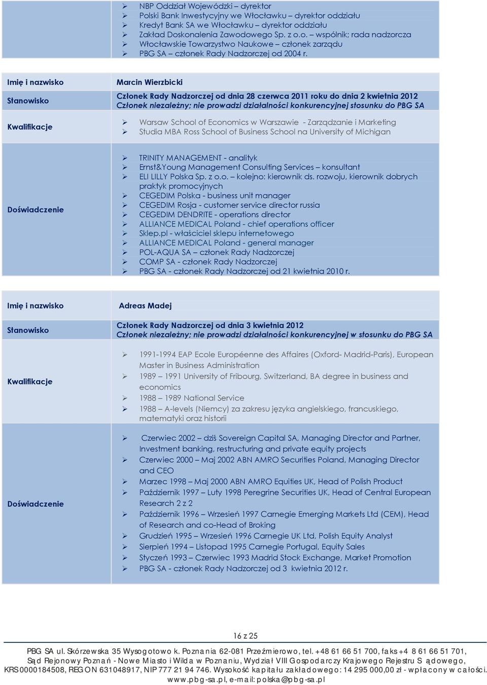 SA Kwalifikacje Warsaw School of Economics w Warszawie - Zarządzanie i Marketing Studia MBA Ross School of Business School na University of Michigan Doświadczenie TRINITY MANAGEMENT - analityk