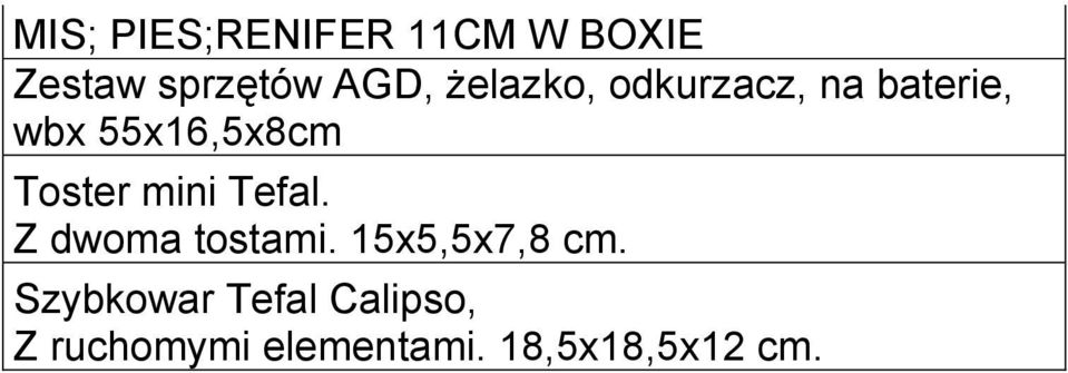 Toster mini Tefal. Z dwoma tostami. 15x5,5x7,8 cm.