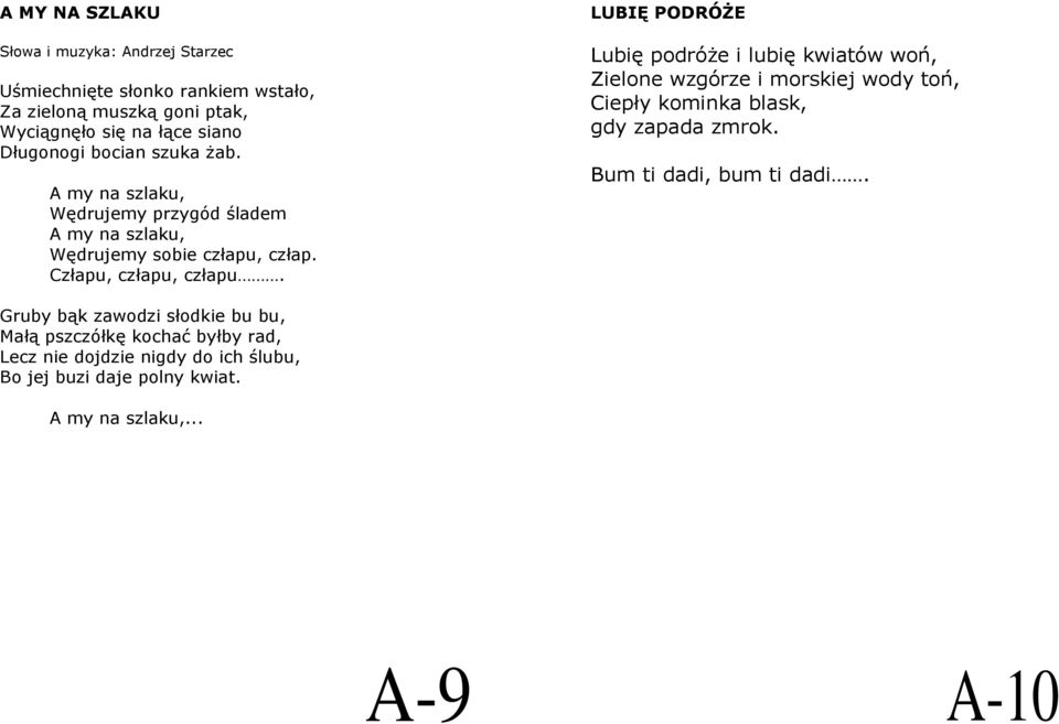 LUBIĘ PODRÓśE Lubię podróŝe i lubię kwiatów woń, Zielone wzgórze i morskiej wody toń, Ciepły kominka blask, gdy zapada zmrok.