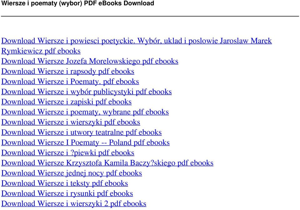 pdf ebooks Download Wiersze i wybór publicystyki pdf ebooks Download Wiersze i zapiski pdf ebooks Download Wiersze i poematy, wybrane pdf ebooks Download Wiersze i wierszyki pdf ebooks Download