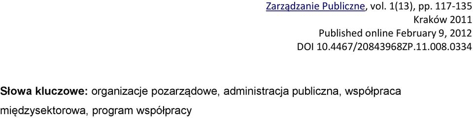 2012 Słowa kluczowe: organizacje pozarządowe,