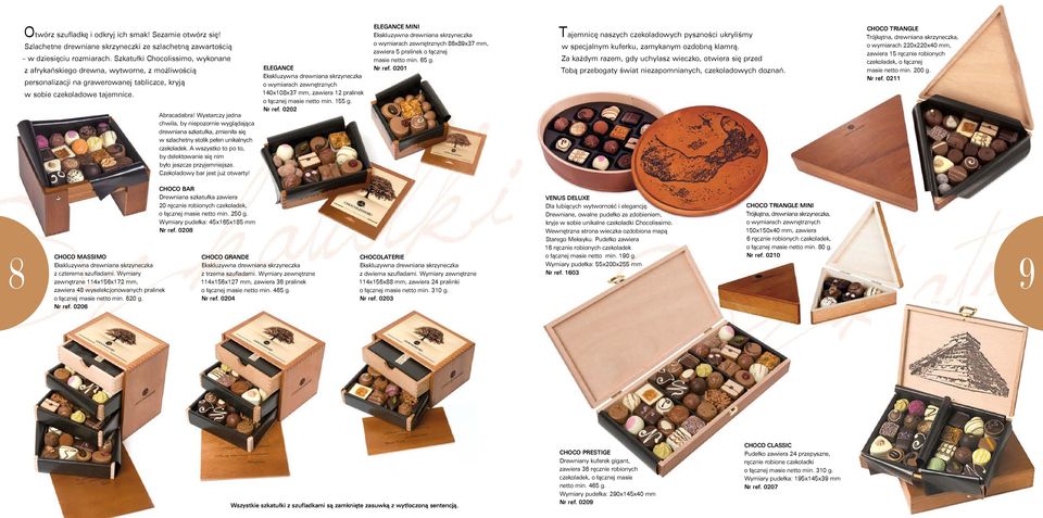 Wystarczy jedna chwila, by niepozornie wyglądająca drewniana szkatułka, zmieniła się w szlachetny stolik pełen unikalnych czekoladek.
