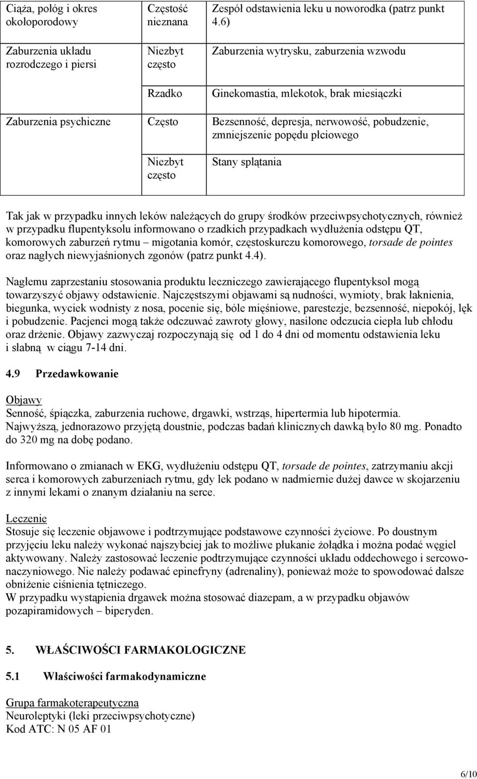 leków należących do grupy środków przeciwpsychotycznych, również w przypadku flupentyksolu informowano o rzadkich przypadkach wydłużenia odstępu QT, komorowych zaburzeń rytmu migotania komór, skurczu