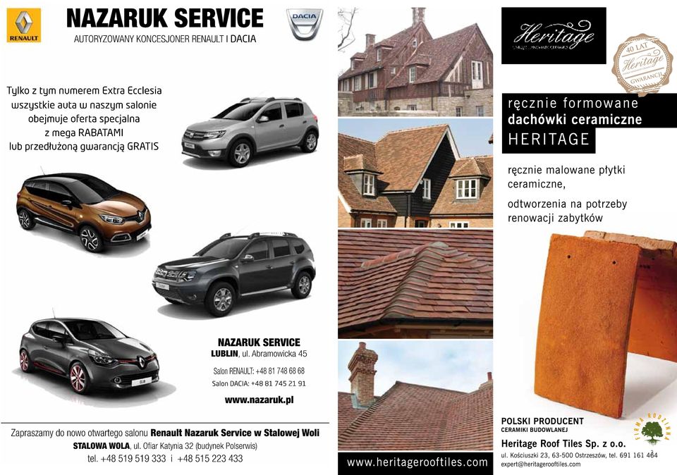 Abramowicka 45 Salon RENAULT: +48 81 748 68 68 Salon DACIA: +48 81 745 21 91 www.nazaruk.