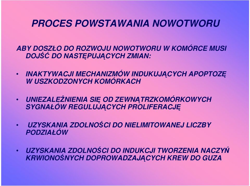 ZEWNĄTRZKOMÓRKOWYCH SYGNAŁÓW REGULUJĄCYCH PROLIFERACJĘ UZYSKANIA ZDOLNOŚCI DO NIELIMITOWANEJ LICZBY