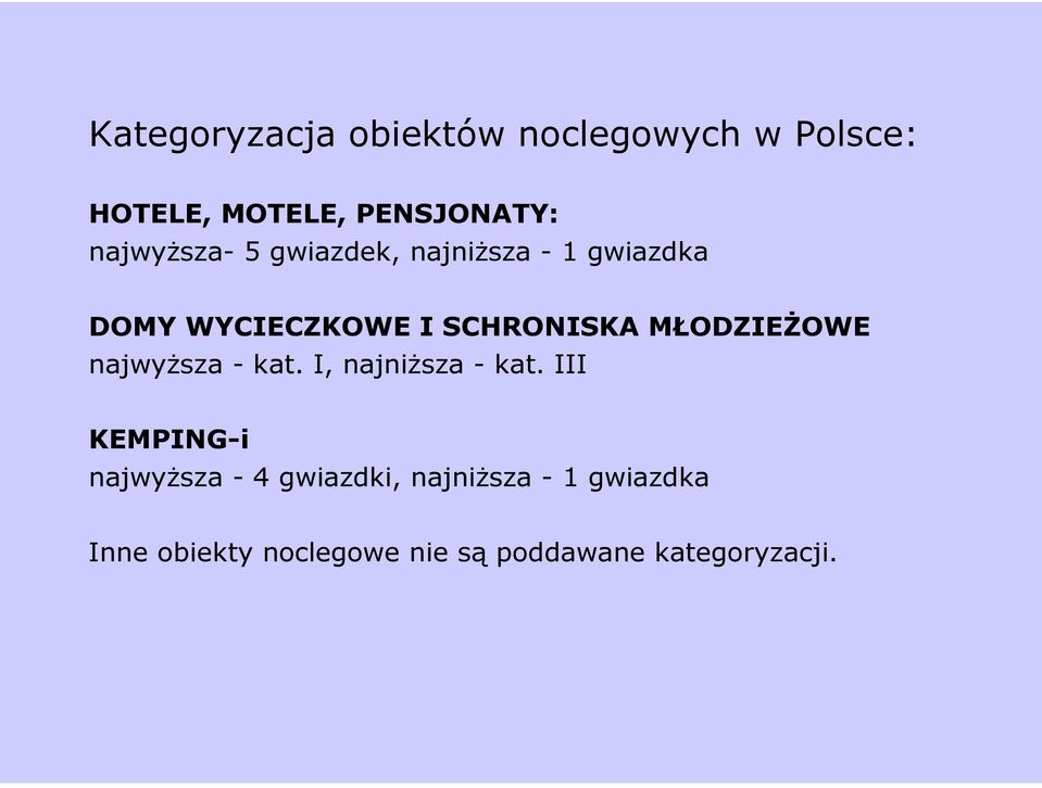 MŁODZIEŻOWE najwyższa - kat. I, najniższa - kat.