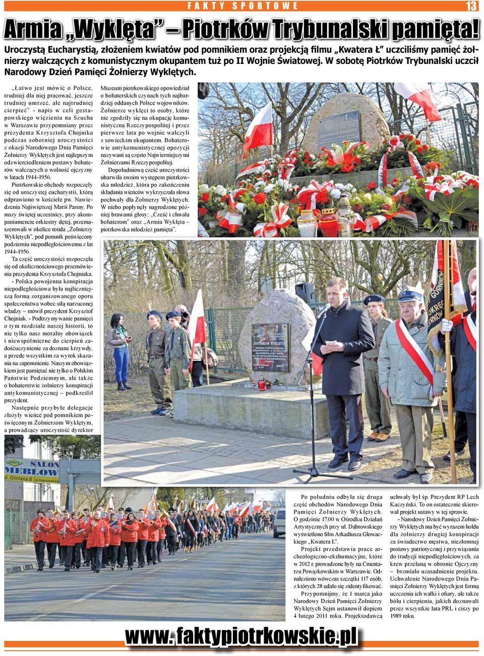 W sobotę Piotrków Trybunalski uczcił Narodowy Dzień Pamięci Żołnierzy Wyklętych.