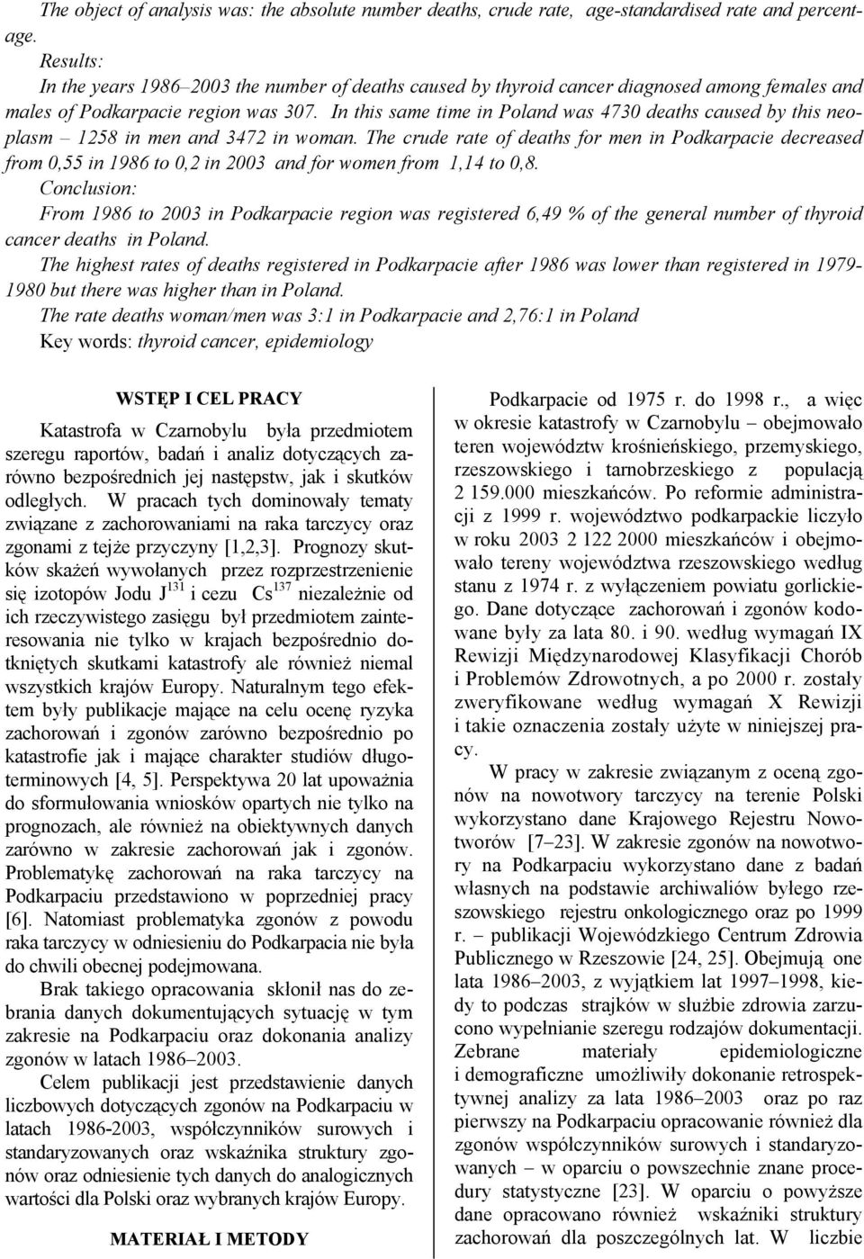 In this same time in Poland was 4730 deaths caused by this neoplasm 1258 in men and 3472 in woman.