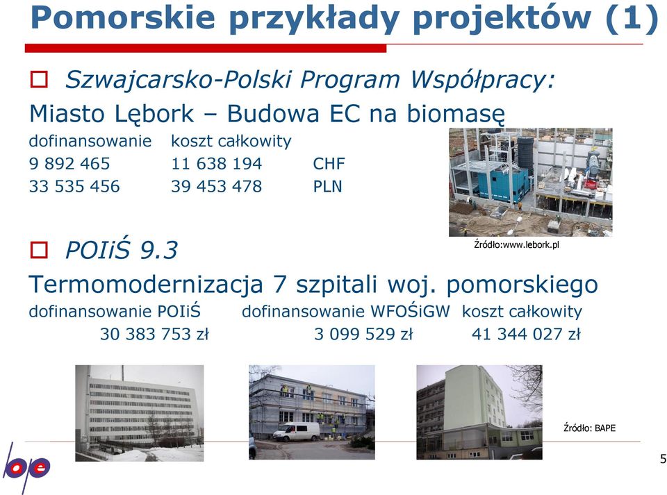 POIiŚ 9.3 Źródło:www.lebork.pl Termomodernizacja 7 szpitali woj.