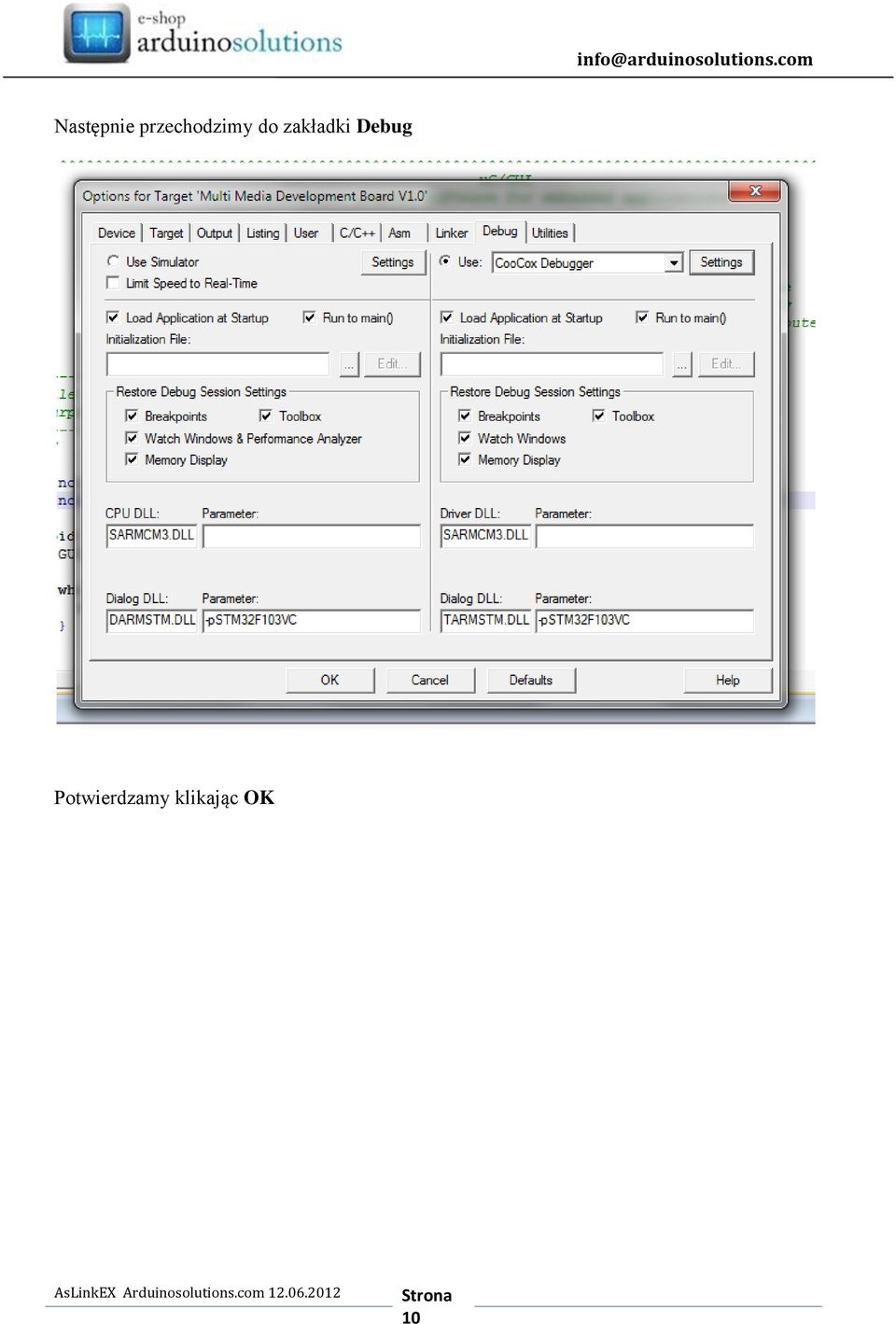 zakładki Debug