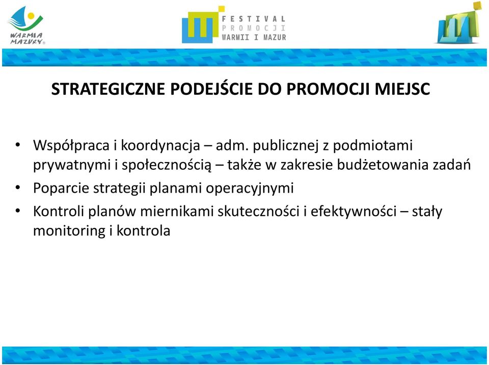 budżetowania zadań Poparcie strategii planami operacyjnymi Kontroli