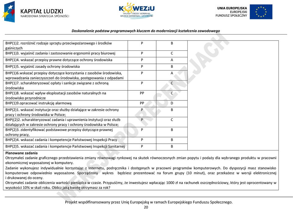 wskazać przepisy dotyczące korzystania z zasobów środowiska, A wprowadzania zanieczyszczeń do środowiska, postępowania z odpadami BH(1)7.