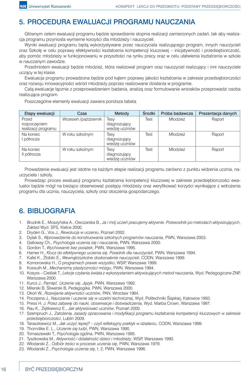 Wyniki ewaluacji programu będą wykorzystywane przez nauczyciela realizującego program, innych nauczycieli oraz Szkołę w celu poprawy efektywności kształcenia kompetencji kluczowej inicjatywność i