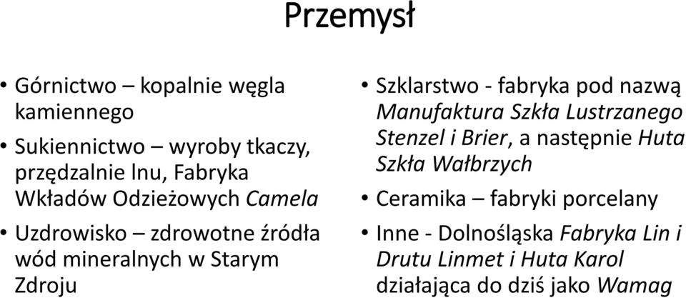 fabryka pod nazwą Manufaktura Szkła Lustrzanego Stenzel i Brier, a następnie Huta Szkła Wałbrzych