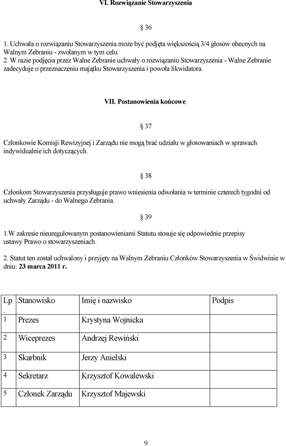 Członkowie Komisji Rewizyjnej i Zarządu nie mogą brać udziału w głosowaniach w sprawach indywidualnie ich dotyczących.