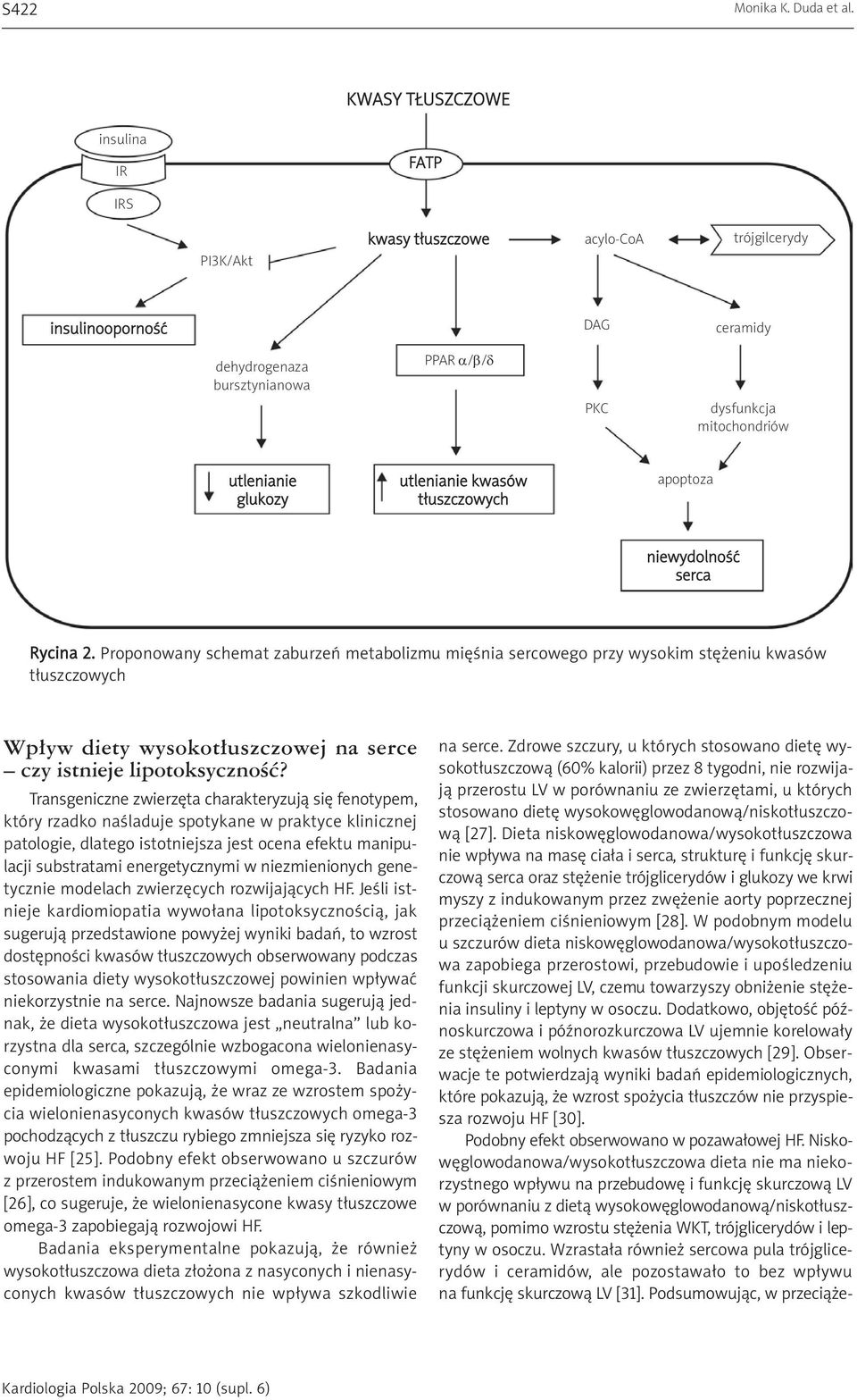 glukozy utlenianie kwasów tłuszczowych apoptoza niewydolność serca Rycina 2.
