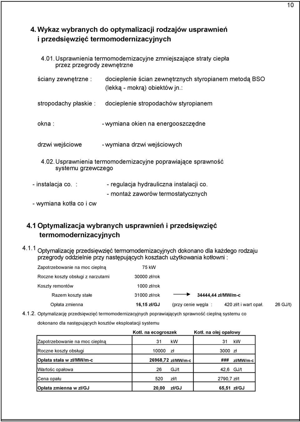 obiektów jn.: docieplenie stropodachów styropianem okna : - wymiana okien na energooszczędne drzwi wejściowe - wymiana drzwi wejściowych 4.02.