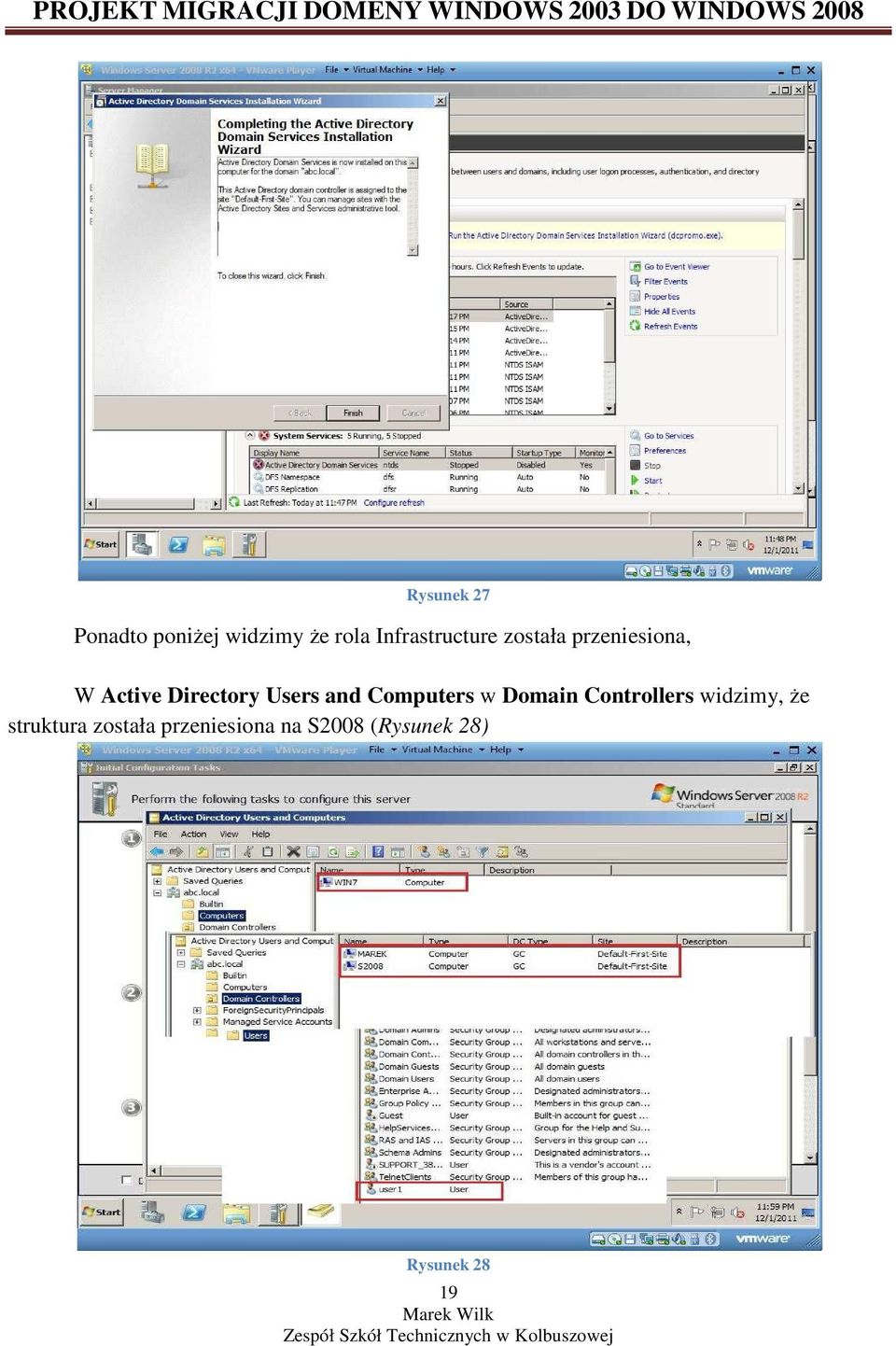 Directory Users and Computers w Domain Controllers