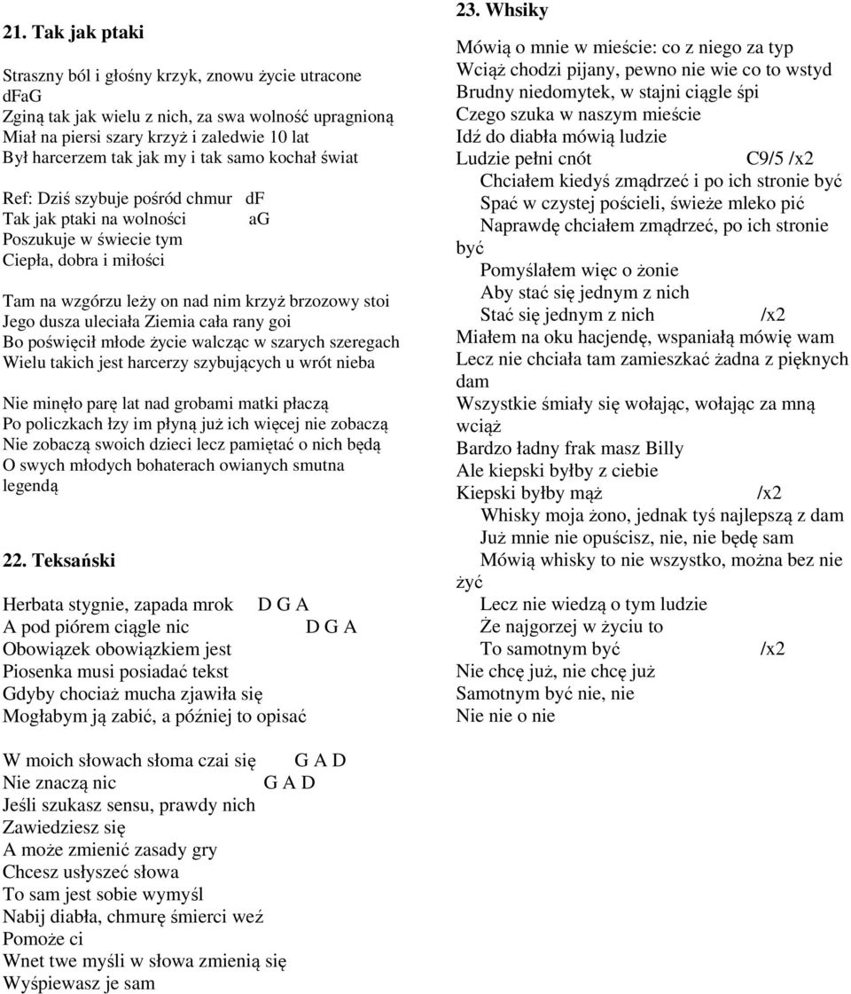 uleciała Ziemia cała rany goi Bo poświęcił młode życie walcząc w szarych szeregach Wielu takich jest harcerzy szybujących u wrót nieba Nie minęło parę lat nad grobami matki płaczą Po policzkach łzy