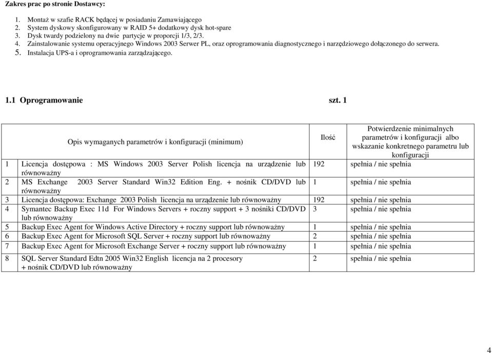 5. Instalacja UPS-a i oprogramowania zarządzającego. 1.1 Oprogramowanie szt.