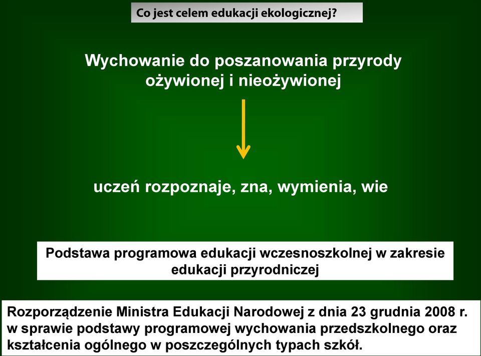 przyrodniczej Rozporządzenie Ministra Edukacji Narodowej z dnia 23 grudnia 2008 r.